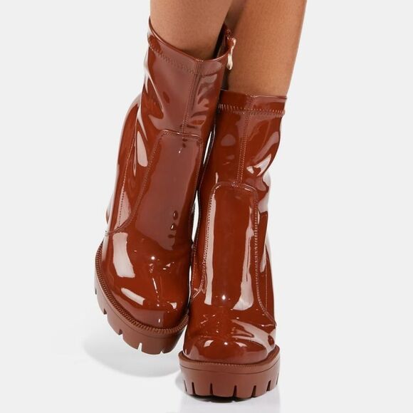 AZALEA WANG WHAT YOU LOVE CHUNKY BOOTIE IN COGNAC - Picture 11 of 16